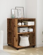 vidaXL Странична маса с колела старо дърво 55x60x78 см инженерно дърво
