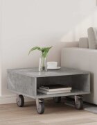 vidaXL Странична маса с колела Циментено сиво 505 x 50 x 30 см