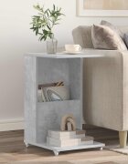 vidaXL Странична маса с колело Циментено сиво 40 x 35 x 60 см