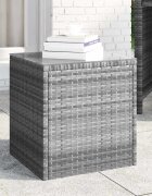 vidaXL Странична маса сива 40x37x405 см полиратан и закалено стъкло