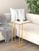 vidaXL Странична маса за компютър бял мрамор 50x35x65 см стъкло