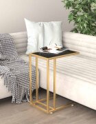 vidaXL Странична маса за компютър черна 50x35x65 см закалено стъкло