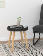 vidaXL Странична масичка черна 38x38x40 см инженерно дърво и бор масив