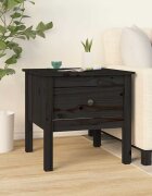 vidaXL Странична масичка черна 50x50x49 см борово дърво масив