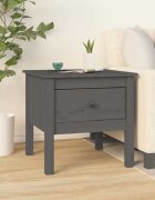 vidaXL Странична масичка сива 50x50x49 см борово дърво масив