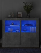 vidaXL Странични шкафчета с LED 2 бр бетонно сиво инженерно дърво