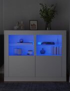 vidaXL Странични шкафчета с LED 2 бр бяло инженерна дървесина