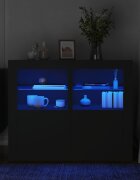 vidaXL Странични шкафчета с LED 2 бр черно инженерна дървесина