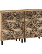 vidaXL Странични шкафове 2 бр 60x33x75 см манго масивно дърво
