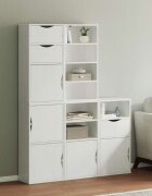 vidaXL Странични шкафове 5 бр. ODDA Бял 40x24x79 cm борово дърво масив
