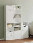 vidaXL Странични шкафове 5 бр. ODDA Бял 40x24x79 cm борово дърво масив