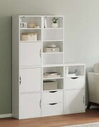 vidaXL Странични шкафове 5 бр. ODDA Бял 40x24x79 cm борово дърво масив