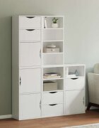 vidaXL Странични шкафове 5 бр. ODDA Бял 40x24x79 cm борово дърво масив