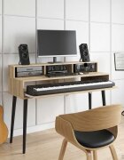 vidaXL Студио бюро Дъб сонома 130 x 425 x 36 см Инженерна дървесина