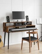 vidaXL Студио бюро Опушен дъб 130 x 425 x 36 см Инженерна дървесина