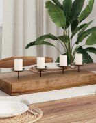 vidaXL Свещник Естествен 50 x 15 x 10 см Масивна тикова дървесина
