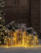 vidaXL Светеща коледна подаръчна кутия 3 бр. 150 LED светодиода
