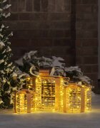 vidaXL Светеща коледна подаръчна кутия 3 бр. 150 LED светодиода