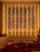 vidaXL Светеща завеса 200 LED светодиода Топло бяло 300 x 200 cm