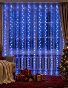vidaXL Светеща завеса 300 LED светодиода Синьо 300 x 300 cm