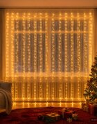 vidaXL Светеща завеса 600 LED светодиода Топло бяло 600 x 300 cm