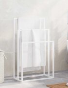 vidaXL Свободностояща поставка за кърпи бяла 48x24x79 см желязо
