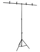 vidaXL T-образна стойка за фон черна 151x60x(70-200) см