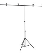 vidaXL T-образна стойка за фон черна 201x60x(70-200) см