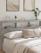 vidaXL Табла шкаф с LED бетонно сив 180x17x102 см