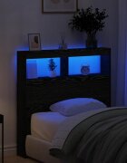 vidaXL Табла шкаф с LED черен дъб 100x17x102 см