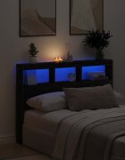 vidaXL Табла шкаф с LED черен дъб 140x17x102 см