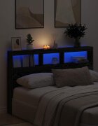vidaXL Табла шкаф с LED черен дъб 160x17x102 см