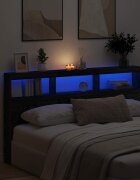 vidaXL Табла шкаф с LED черен дъб 180x17x102 см