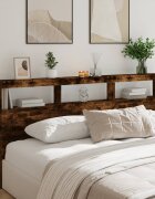 vidaXL Табла шкаф с LED опушен дъб 200x17x102 см