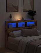 vidaXL Табла шкаф с LED Старо дърво 140x17x102 см