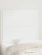 vidaXL Табла за легло бяла 100x5x118/128 см изкуствена кожа