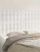 vidaXL Табла за легло бяла 144x5x118/128 см изкуствена кожа