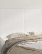 vidaXL Табла за легло бяла 144x5x118/128 см изкуствена кожа