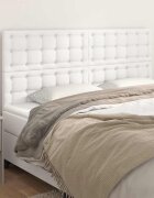 vidaXL Табла за легло бяла 160x5x118/128 см изкуствена кожа