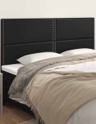 vidaXL Табла за легло черна 200x5x118/128 см изкуствена кожа