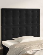 vidaXL Табла за легло черна 90x5x118/128 см кадифе