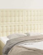 vidaXL Табла за легло кремава 144x5x118/128 см изкуствена кожа