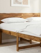 vidaXL Табла за легло с естествен ръб ROSTOCK Натурално 140 см