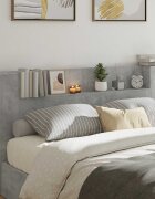 vidaXL Табла за легло с LED осветление Бетонно Инженерна дървесина