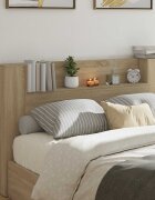 vidaXL Табла за легло с LED осветление Сонома Инженерна дървесина