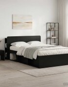 vidaXL Табла за легло със съхранение Черен 135 x 185 x 80 см