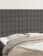 vidaXL Табла за легло сива 144x5x118/128 см изкуствена кожа