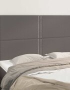 vidaXL Табла за легло сива 144x5x118/128 см изкуствена кожа