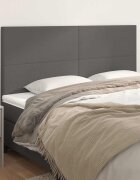 vidaXL Табла за легло сива 160x5x118/128 см изкуствена кожа