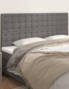 vidaXL Табла за легло сива 200x5x118/128 см изкуствена кожа